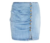 Ruched denim mini skirt - Blue