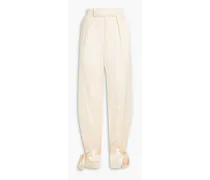 Erato tie-detailed silk-satin tapered pants - Neutral