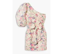 Altie one-shoulder pleated floral-print satin mini dress - Pink