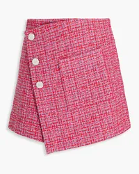 Maje Pleated wrap-effect tweed mini skirt - Red Red