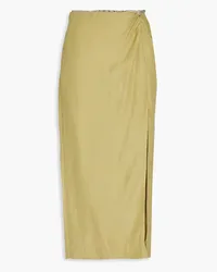 Sandro Crystal-embellished slub woven midi skirt - Green Green