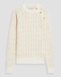 Derek Lam Button-embellished cable-knit cotton-blend sweater - White White