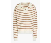 Striped wool and cashmere-blend sweater - White