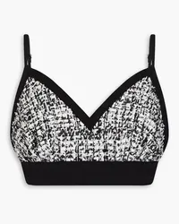 Sandro Grosgrain-paneled cropped tweed bra top - Black Black