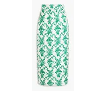 Lorinda printed faille midi skirt - Green
