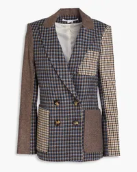 Veronica Beard Faustine double-breasted patchwork tweed blazer - Blue Blue