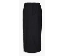 Striped wool-twill midi pencil skirt - Black