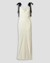 Reformation Nya satin-trimmed velour maxi dress - White White