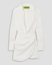 GAUGE81 Naha wrap-effect silk mini shirt dress - White White