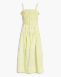 Ulla Johnson Lisbet shirred cotton-poplin midi dress - Yellow Yellow