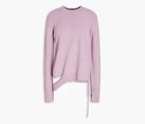 Pointelle-trimmed cashmere and merino-blend sweater - Purple