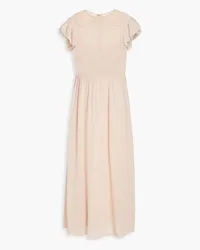 RED Valentino Gathered metallic fil coupé crepe de chine midi dress - Pink Pink