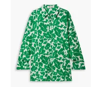 Caleb oversized printed cotton-blend shirt - Green