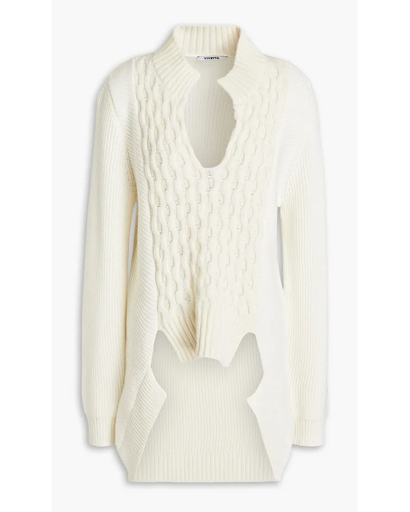 Vivetta Cable and ribbed-knitted wool-blend sweater - White White