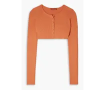 Blazar cropped ribbed-knit cardigan - Orange
