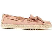 Bow-detailed suede loafers - Pink