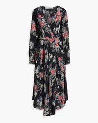 IRO Aleyna wrap-effect floral-print satin midi dress - Blue Blue