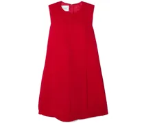 Pleated wool-blend crepe mini dress - Red