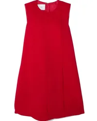 Valentino Garavani Pleated wool-blend crepe mini dress - Red Red