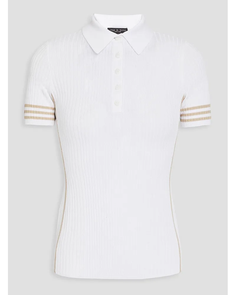 Peyton ribbed-knit polo shirt - White