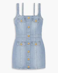 Balmain Button-embellished stretch-denim mini dress - Blue Blue