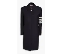 Striped wool-twill coat - Blue