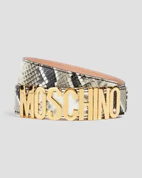 Moschino Snake-effect leather belt - White White