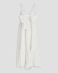 Black Halo Lakia gathered polka-dot cotton midi dress - White White