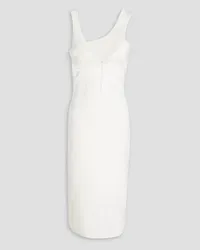 Hervé Léger Tulle-trimmed stretch-knit midi dress - White White