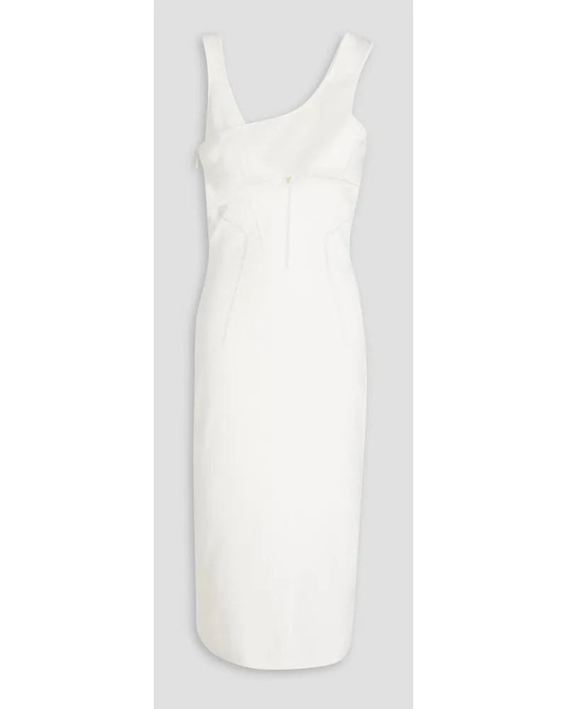 Hervé Léger Tulle-trimmed stretch-knit midi dress - White White