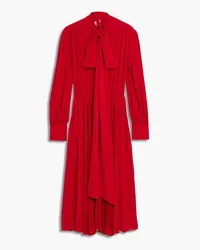 Valentino Garavani Pussy-bow pleated silk crepe de chine dress - Red Red