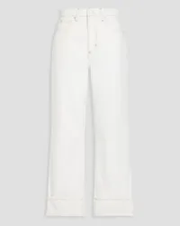 Frame Denim Rolled high-rise wide-leg jeans - White White