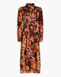 Walter Baker Jackie floral-print cotton midi shirt dress - Brown Brown