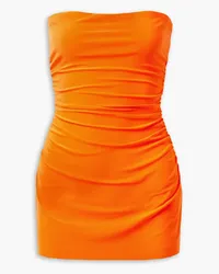 Norma Kamali Strapless ruched stretch-jersey mini dress - Orange Orange