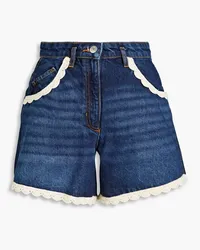 Maje Crochet-trimmed denim shorts - Blue Blue