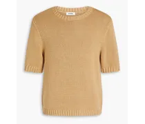 Cotton and silk-blend sweater - Brown