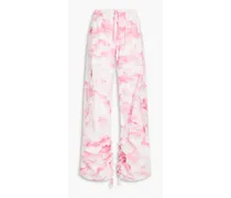 Silla ruched tie-dyed cotton-poplin cargo pants - Pink