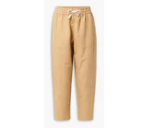 Surf linen and cotton-blend twill tapered pants - Neutral