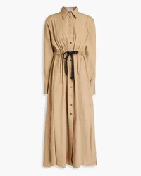 Brunello Cucinelli Bead-embellished cotton-poplin midi shirt dress - Neutral Neutral