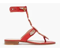 Sin appliquéd leather sandals - Red