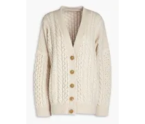 Lena cable-knit wool cardigan - White