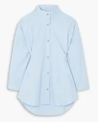 J.W.Anderson Gathered cotton-poplin mini shirt dress - Blue Blue