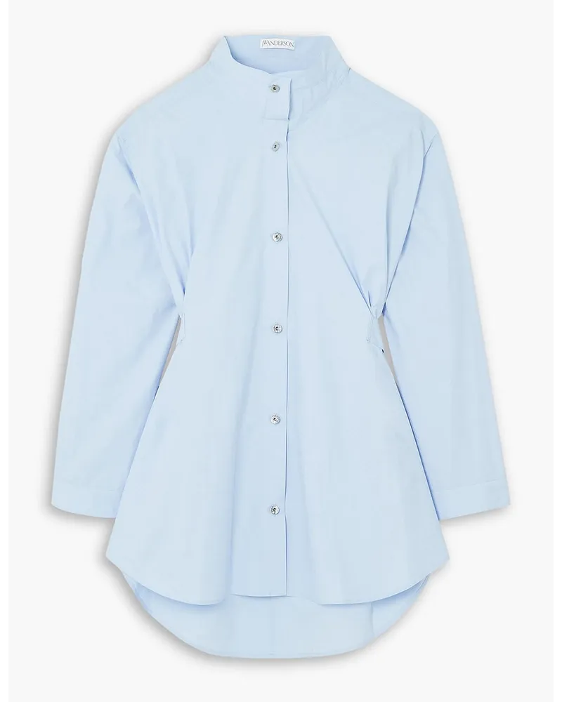 J.W.Anderson Gathered cotton-poplin mini shirt dress - Blue Blue