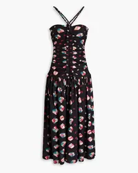 Ulla Johnson Marcella ruched floral-print cotton-jersey midi dress - Black Black