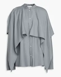 Loulou Studio Cape-effect pleated wool-twill shirt - Gray Gray