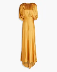 Roksanda Ilincic Gathered washed silk maxi dress - Yellow Yellow