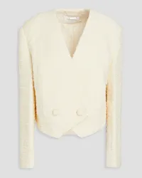 Zimmermann Double-breasted cropped wool-blend tweed blazer - White White