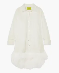 Marques ' Almeida Feather-trimmed cotton mini shirt dress - White White