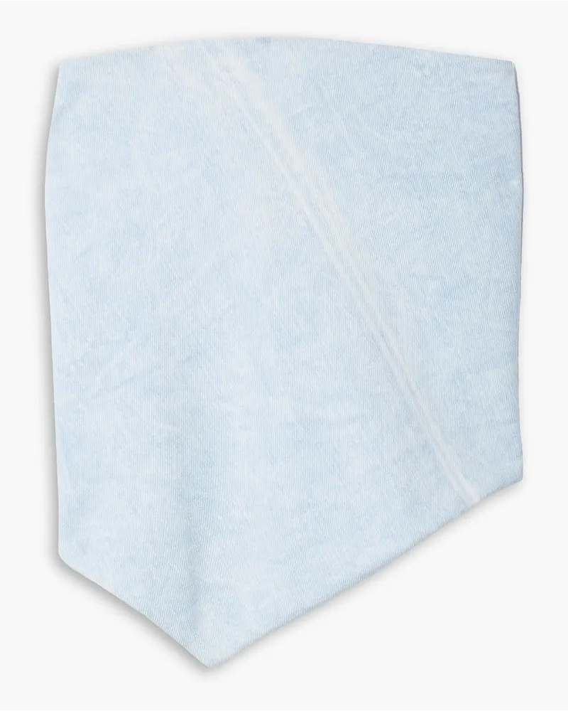 tibi Strapless tie-back asymmetric denim top - Blue Blue