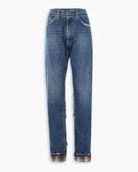 Maison Margiela Wool-trimmed distressed mid-rise straight-leg jeans - Blue Blue